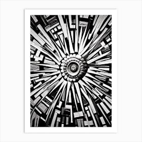 Chaos Abstract Black And White 4 Art Print