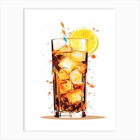 Illustration Long Island Iced Tea Floral Infusion Cocktail 1 Art Print