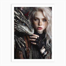 Girl With A Dragon 7 Art Print