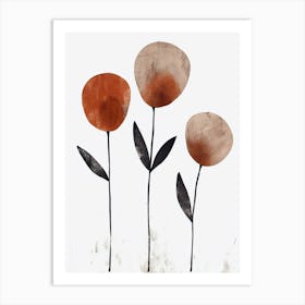 Three Flowers, Boho Art Print