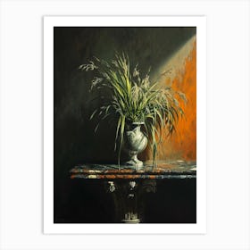 Baroque Floral Still Life Fountain Grass 2 Art Print