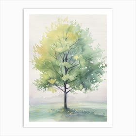 Ginkgo Tree Atmospheric Watercolour Painting 1 Art Print