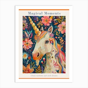 Unicorn Fauvism Inspired Floral Portrait 1 Poster Art Print
