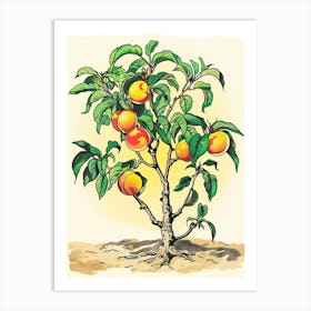 Peach Tree Storybook Illustration 1 Art Print