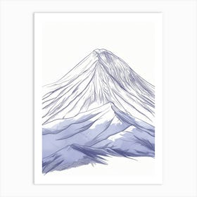Mount Ararat Turkey Color Line Drawing (7) Art Print