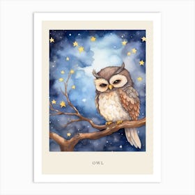 Baby Owl 1 Sleeping In The Clouds Nursery Poster Art Print