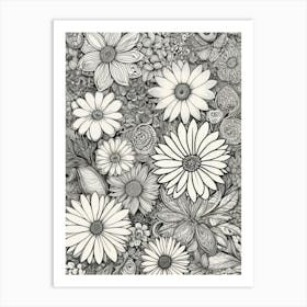 Black And White Flowers 8 Art Print