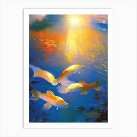 Hirenaga Koi 1, Fish Monet Style Classic Painting Art Print