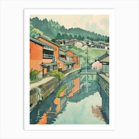 Otaru Japan 5 Retro Illustration Art Print