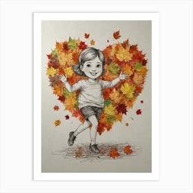 Autumn Leaves Heart 9 Art Print