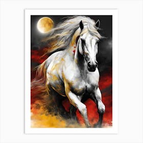 White Horse In The Moonlight 5 Art Print