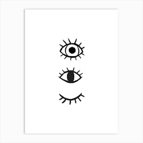 3 Eyes White Art Print