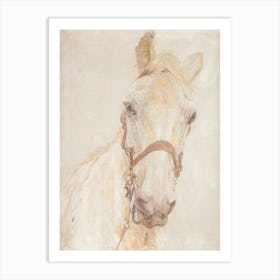 Neutral Vintage Horse Painting Rustic Farmhouse Magnolia Art Print