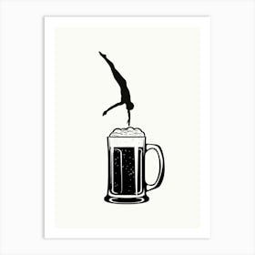 Diving Into A Mug Of Beer Art Print