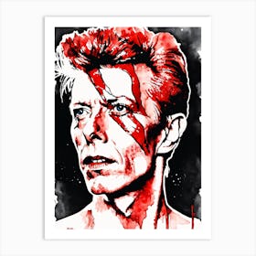 David Bowie Portrait Ink Painting (24) Art Print