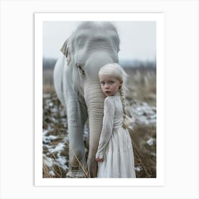 Little Girl With Elephant Art Print