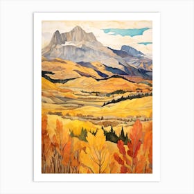 Autumn National Park Painting Torres Del Paine National Park Chile 4 Art Print