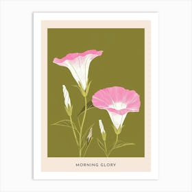 Pink & Green Morning Glory 1 Flower Poster Art Print