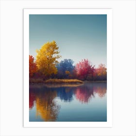 Autumn Trees Reflected In A Lake Art Print