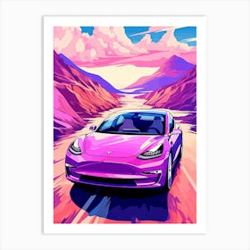 Tesla Model 3 Painting Art Print