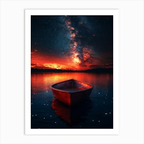 Red Boat In The Water Art Print