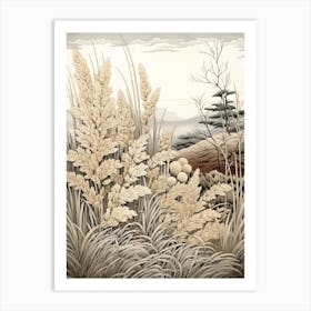 Fujibakama Japanese Silver Grass 2 Vintage Japanese Botanical Art Print