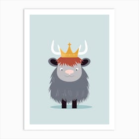 Little Yak 2 Wearing A Crown Art Print