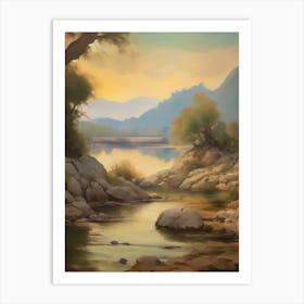 Forest Lake,Vintage Oil Painting,Farm Wall Decorations,Vintage Landscape,Vintage Landscape Oil Painting.28 Art Print