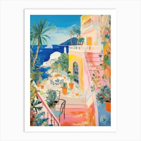 Capri   Italy Beach Club Lido Watercolour 1 Art Print