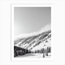 Bardonecchia, Italy Black And White Skiing Poster Art Print