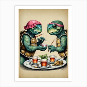 Turtles Tea Party Art Print