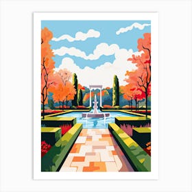 Alnwick Garden, United Kingdom In Autumn Fall Illustration 0 Art Print