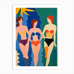 Three Women In Bikinis Art Print