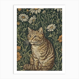 Cat In Daisies 1 Art Print