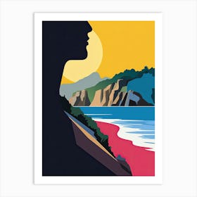 Big Sur California, Usa, Bold Outlines 4 Art Print