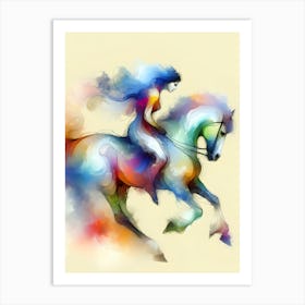 Colorful Horse Rider Art Print