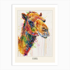 Camel Colourful Watercolour 4 Poster Art Print