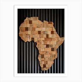 Wooden plaque map of Africa Art Print