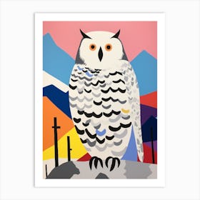 Colourful Kids Animal Art Snowy Owl 4 Art Print