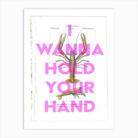 I Wanna Hold Your Hand Vintage Prawn Art Print