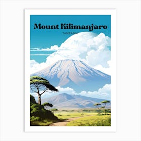 Mount Kilimanjaro Tanzania Sightseeing Travel Illustration Art Print