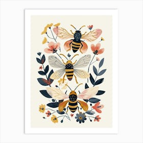 Colourful Insect Illustration Bee 4 Art Print