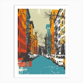 Upper East Side New York Colourful Silkscreen Illustration 4 Art Print