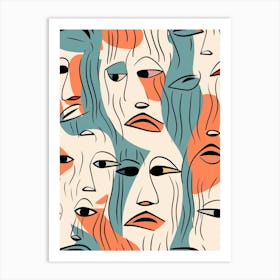 Modern Abstract Face Line Illustration 3 Art Print
