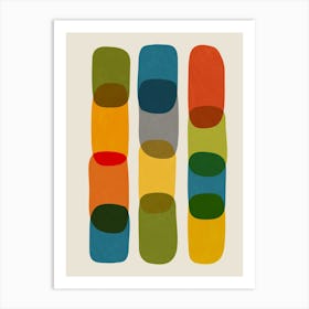 Mid Century Colorful Shapes Art Print