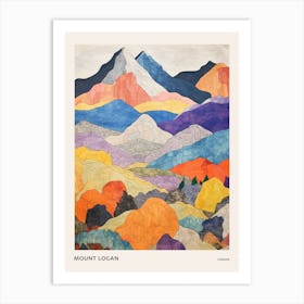 Mount Logan Canada 3 Colourful Mountain Illustration Poster Art Print