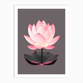 A Pink Lotus In Minimalist Style Vertical Composition Art Print