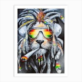 I Feel Good animals lion music art painting Art Print