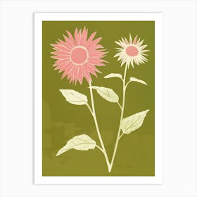 Pink & Green Sunflower 2 Art Print