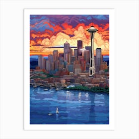 Seattle Washington Pointillism 5 Art Print